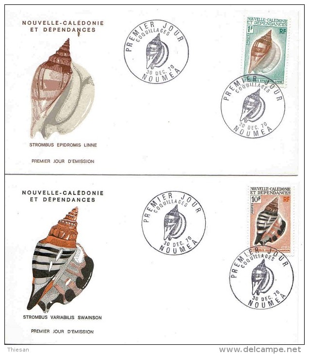 Nlle Calédonie FDC ( X 4 ) Primer Dia Coquillages Shells Lettre Belege Cover Brief Sobre - Coneshells