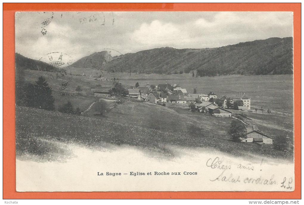 SANG247, La Sagne, La Chaux-de-Fonds, Eglise Et Roche Aux Crocs, Précurseur, Circulée 1903 - La Sagne