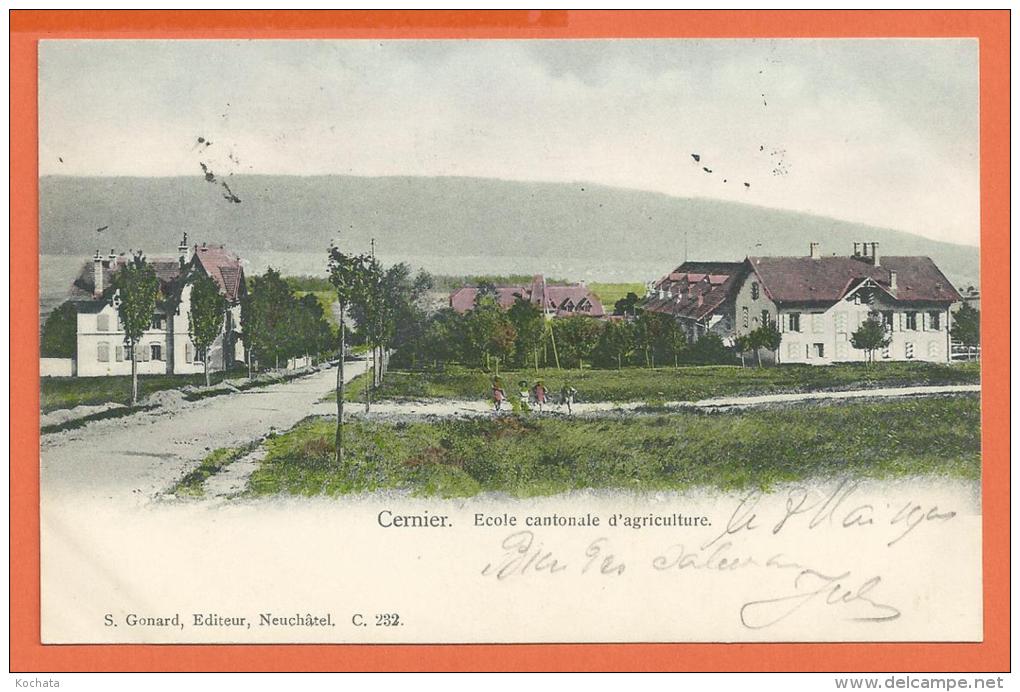 SANG252, Cernier, Ecole Cantonale D'Agriculture, Précurseur, Circulée 1904 - Cernier