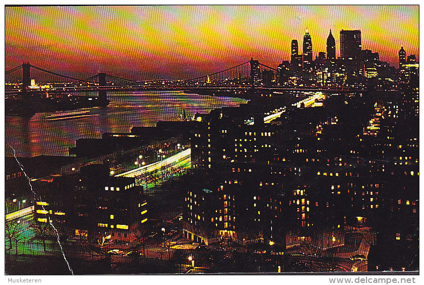 United States PPC New York City By Night MOBILE Alabama 1962 To KASTRUP Denmark 3-Stripe Lincoln Stamps (2 Scans) - Multi-vues, Vues Panoramiques