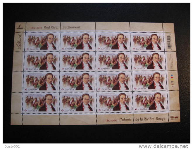 F12-39  SC# 2539  Feuille De 16, Rivière Rouge; Red River Settlement, Sheet Of 16;  2012 - Full Sheets & Multiples