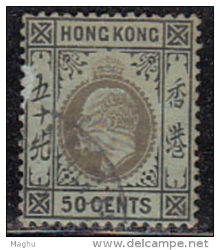 50c Used Edward, Hong Kong  1904,  Multi Crown, As Scan, (Slight Paper Thin Condition) - Oblitérés