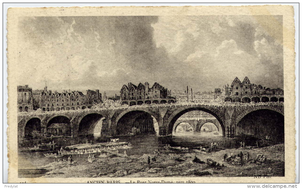 ANCIEN PARIS  LE PONT NOTRE DAME VERS 1800  CARTE AYANT VOYAGEE - Arrondissement: 04