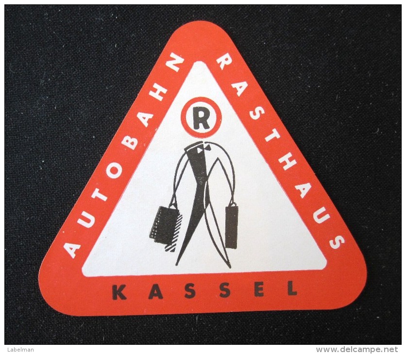 HOTEL PENSION HAUS AUTO KASSEL GERMANY DEUTSCHLAND TAG DECAL STICKER LUGGAGE LABEL ETIQUETTE AUFKLEBER BERLIN - Hotel Labels