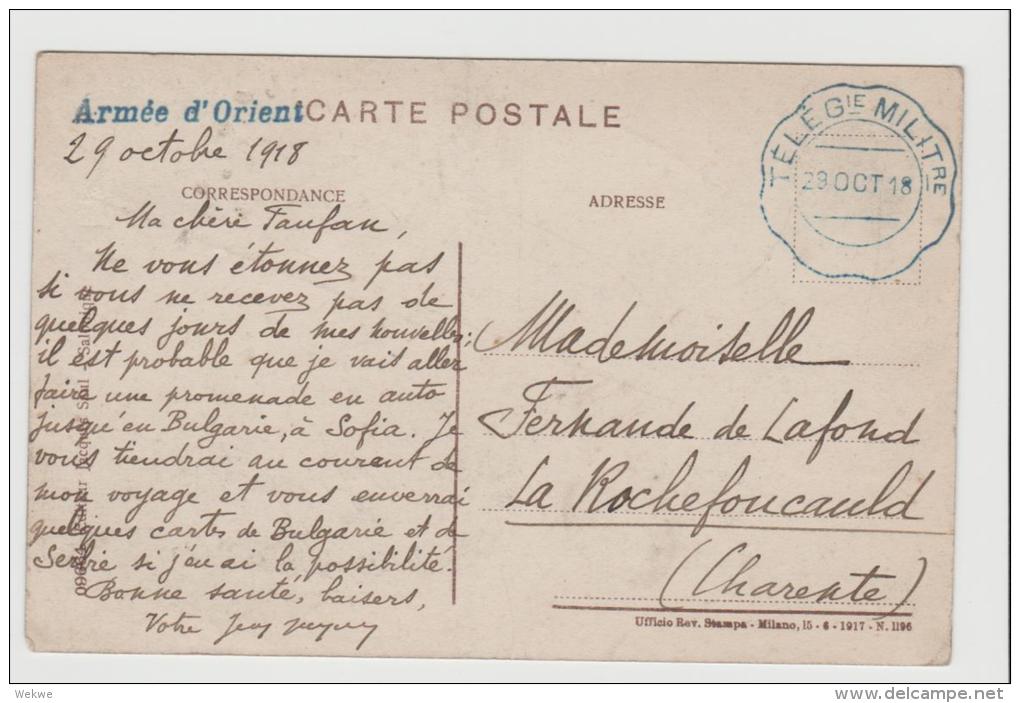 GrII013/  GRIECHENLAND - Armeé 'd'Orient A Salonique Avec Cachet Telg. Milit. 29. 10. 18 - Storia Postale