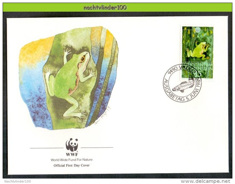 Nbj083fbf WWF FAUNA AMFIBIE KIKKERS AMPHIBIAN FROGS FRÖSCHE RANA LIECHTENSTEIN 1989 FDC - FDC