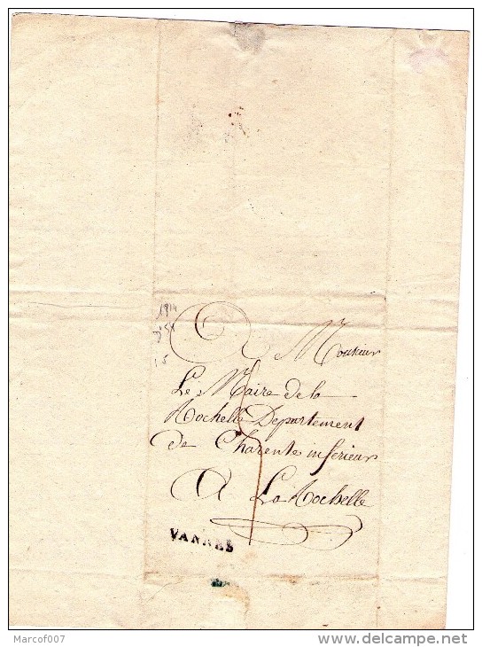 Lettres De Vannes Vers La Rochelle - 1814 - Charente Inférieur + Griffe Vannes - Non Classés