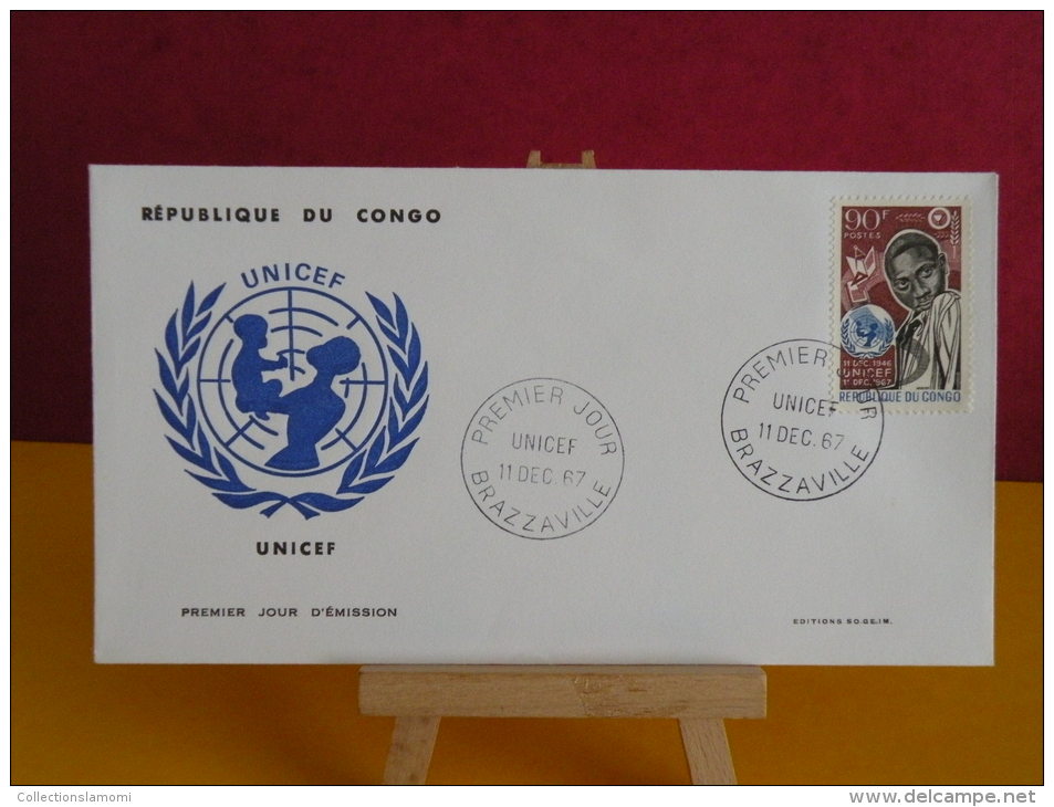 FDC- UNICEF - Brazzaville - 11.12.1967 - 1er Jour, République Du Congo - FDC