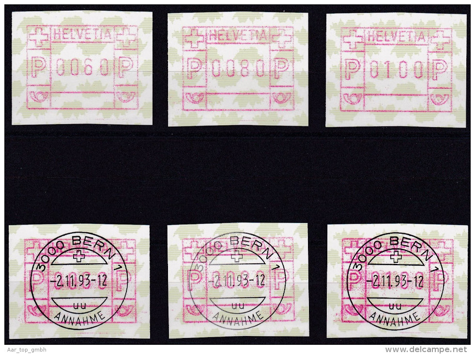Schweiz Automatenmarken 1993-11-02 Bern 1 Je Postfrischer Und Gestempelter Satz - Automatenzegels
