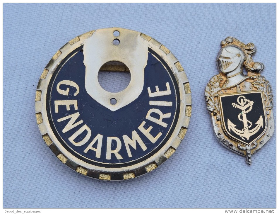 GENDARMERIE MARITIME : RARE ANCIENNE PLAQUE MOTOCYCLISTE  #.7 - Policia