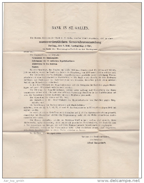 Heimat SG 1864-04-28 St. Gallen Faltbrief Nach Horn 20Rp Sitzende - Lettres & Documents