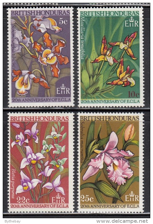 British Honduras MNH Scott #208-#211 Set Of 4 Orchids - 20th Anniversary Of E.C.L.A. - Honduras Británica (...-1970)