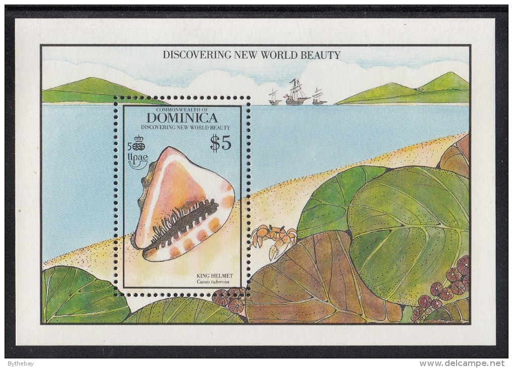 Dominica MNH Scott #1260 Souvenir Sheet $5 King Hermit - Seashells - Dominica (1978-...)