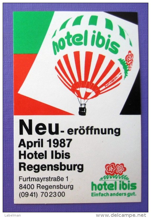 HOTEL PENSION HAUS IBIS REGENSBURG GERMANY DEUTSCHLAND TAG DECAL STICKER LUGGAGE LABEL ETIQUETTE AUFKLEBER AUTOCOLLANT - Hotel Labels