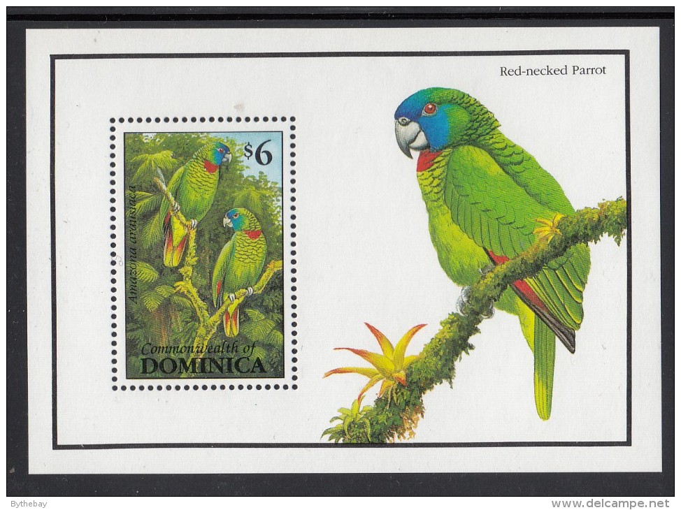 Dominica MNH Scott #1547 Souvenir Sheet $6 Amazona Arausiaca Red-necked Parrot - Birds Of Dominica - Dominique (1978-...)