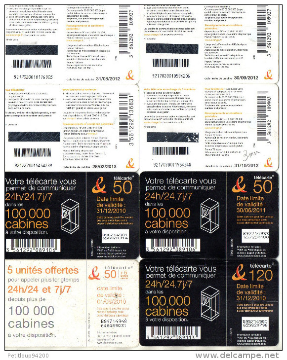 TELECARTES ORANGE 7,50e/7,50e/7,50e/15e/50/50/50+5/120   (lot De 8) - 2010