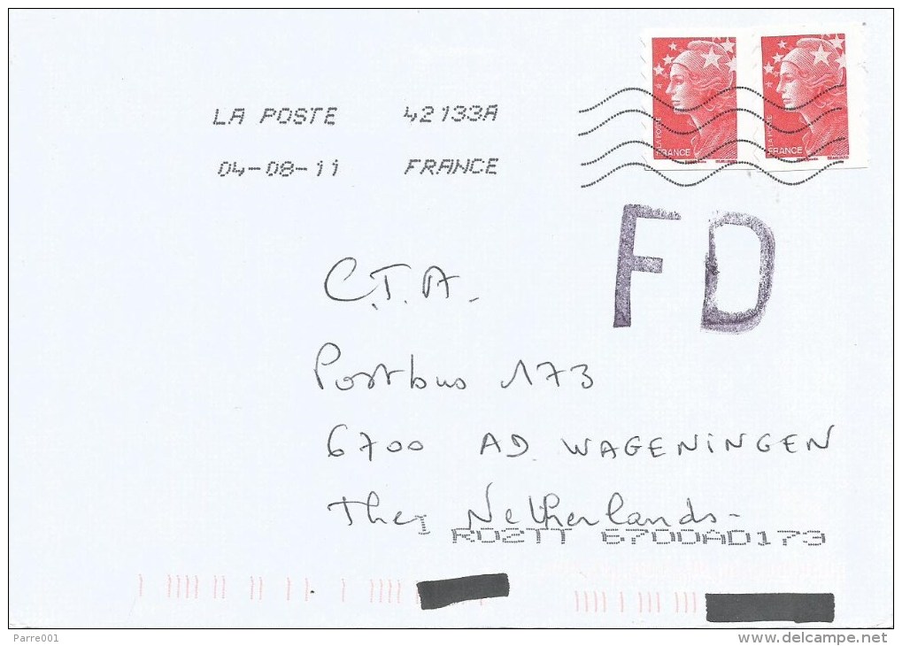 France 2011 LSA Blacked Out Codes And Handstamp FD In Black Cover - Lettres & Documents