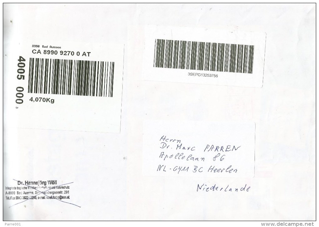 Austria Osterreich 2014 Bad Aussee Paket Post.at 4 Kg Barcoded Parcel Label Cover - Frankeermachines (EMA)