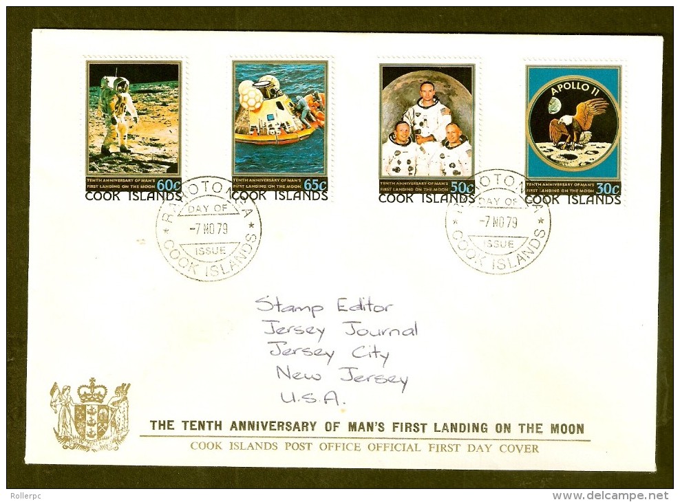 090040 Sc 532-535  APOLLO 11 MOON LANDING 10TH ANNIVERSARY  FDC - CDS RAROTONGA // COOK ISLANDS - Cook Islands