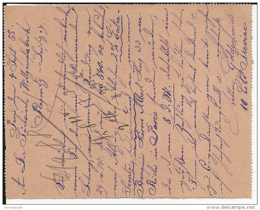 1888 - CARTE-LETTRE ENTIER POSTAL SAGE De CLICHY Pour LEIPZIG - Cartoline-lettere