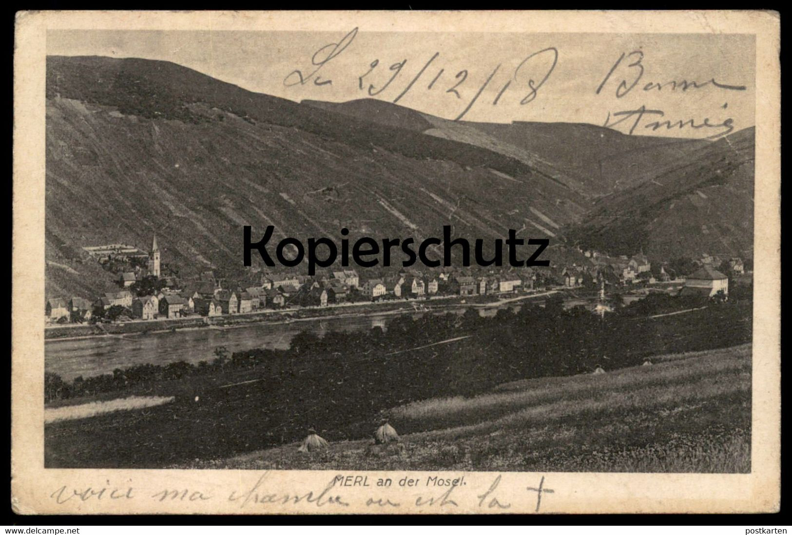 ALTE POSTKARTE MERL AN DER MOSEL ZELL PANORAMA GESAMTANSICHT TOTALANSICHT 29.12.1918 AK Ansichtskarte Postcard Cpa - Zell