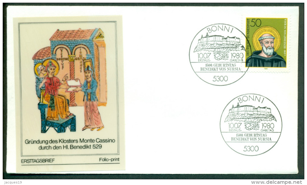 Deutschland FDC 1980 Gründung Des Klosters Monte Cassino - Autres & Non Classés