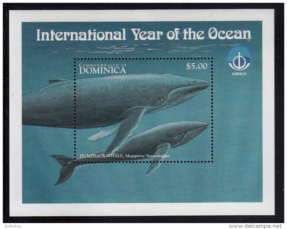 Dominica MNH Scott #2087 Souvenir Sheet $5 Humpback Whale - International Year Of The Ocean - Dominique (1978-...)