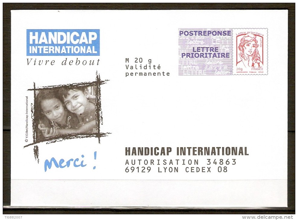 FRANCE    -      PAP  Réponse    -    HANDICAP  International.  Autorisation 34863 - Prêts-à-poster: Réponse /Ciappa-Kavena