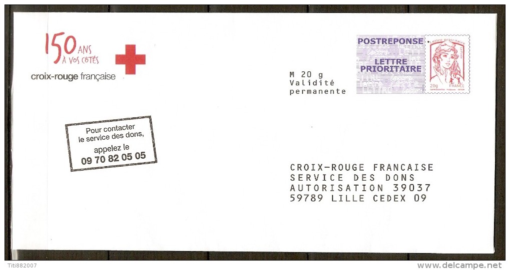 FRANCE    -      PAP  Réponse    -    CROIX - ROUGE  Française - Prêts-à-poster: Réponse /Ciappa-Kavena