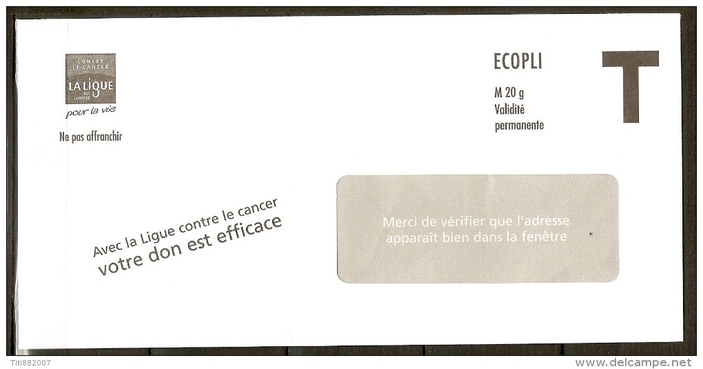 FRANCE    -      PAP  Réponse    -    LIGUE  CONTRE  LE  CANCER - Cards/T Return Covers