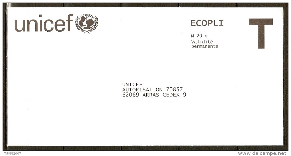 FRANCE    -      PAP  Réponse    -    UNICEF - Karten/Antwortumschläge T