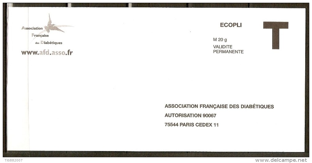 FRANCE    -      PAP  Réponse    -    Association  Française  Des  DIABETIQUES. - Cartes/Enveloppes Réponse T