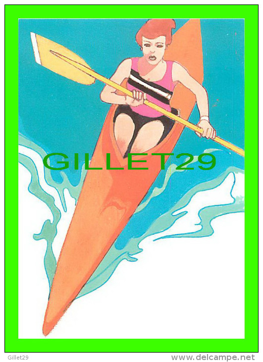 KAYAC - BY ROBERT PEAK - WOMEN'S KAYAKIN STAMP, 1984 SUMMER OLYMPICS - - Aviron