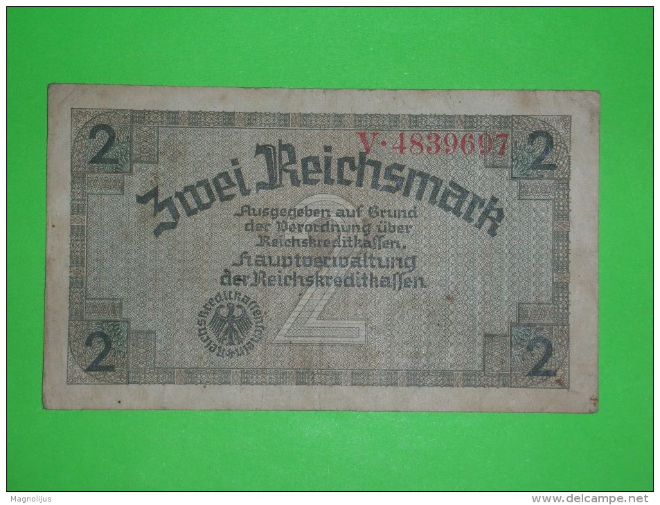 Germany,2 Reichsmark,zwei,banknote,paper Money,bill,geld,vintage - 2 Mark