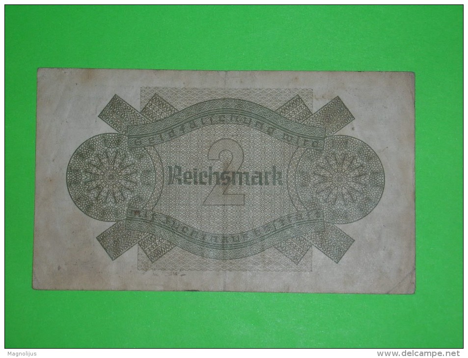 Germany,2 Reichsmark,zwei,banknote,paper Money,bill,geld,vintage - 2 Mark