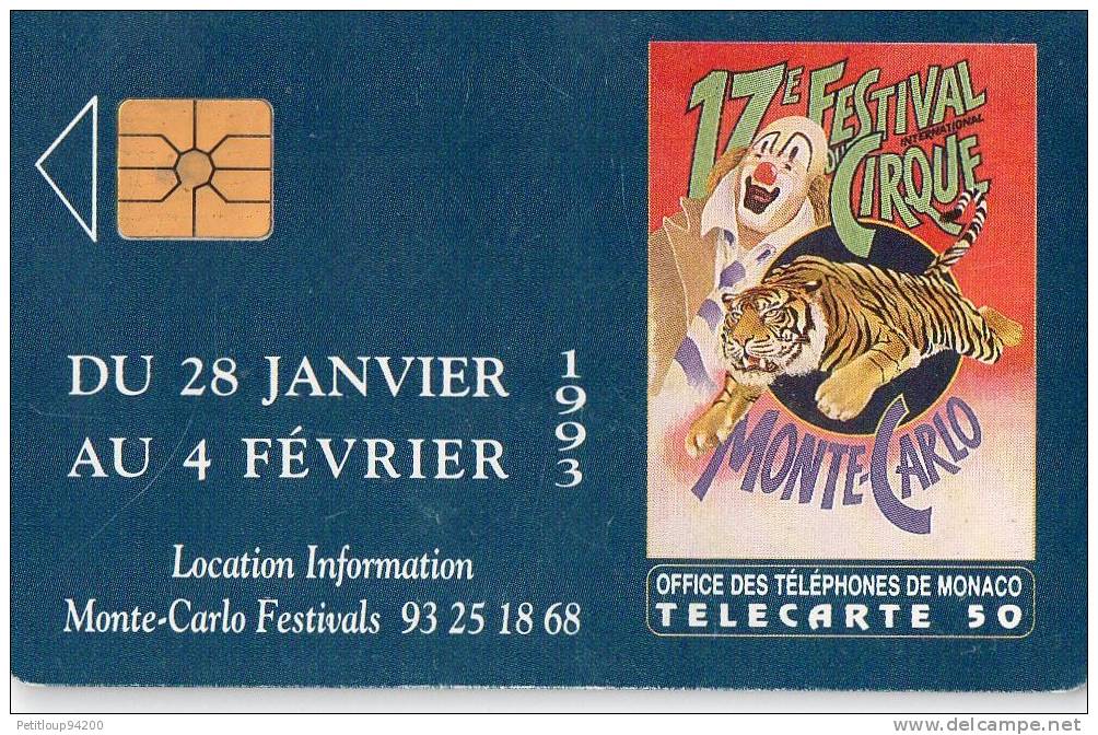 TELECARTE MONACO 17e Festival Du Cirque - Monace