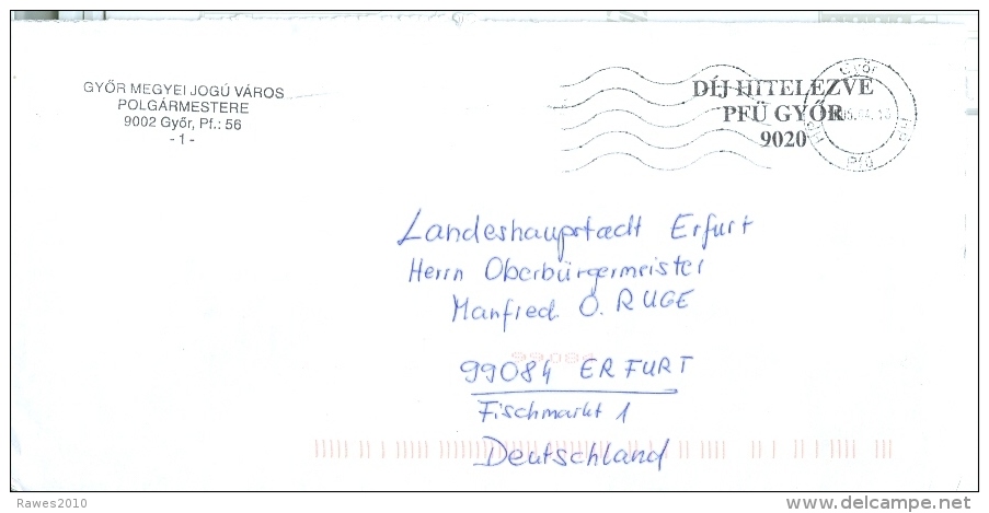 Ungarn Györ TGST 2005 Bürgermeister Brief Nach Deutschland - Postmark Collection