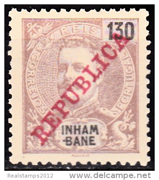 INHAMBANE - 1911,  D. Carlos I, Com Sobrecarga «REPUBLICA»  130 R.   * MH  MUNDIFIL  Nº 42 - Inhambane