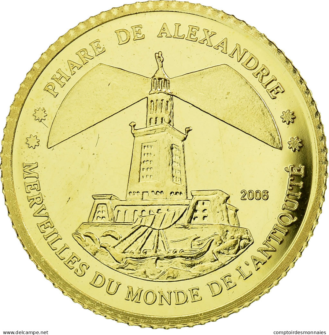 Monnaie, Ivory Coast, Le Phare D'Alexandrie, 1500 Francs CFA, 2006, FDC, Or - Côte-d'Ivoire