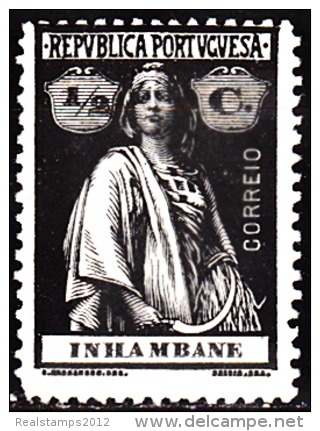 INHAMBANE - 1914, Ceres  - 1/2 C.  Papel Pontinhado.  D. 15 X 14   * MH   MUNDIFIL  Nº 72a - Inhambane