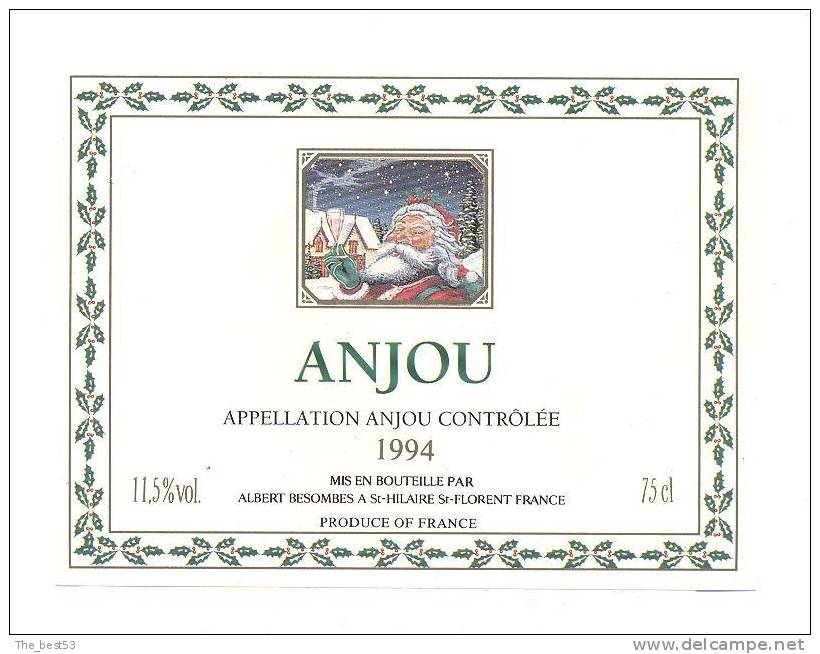 Etiquette De Vin  Anjou 1994  -  Albert  Besombes   à St Hilaire St Florent - Thème Père Noël - Christmas