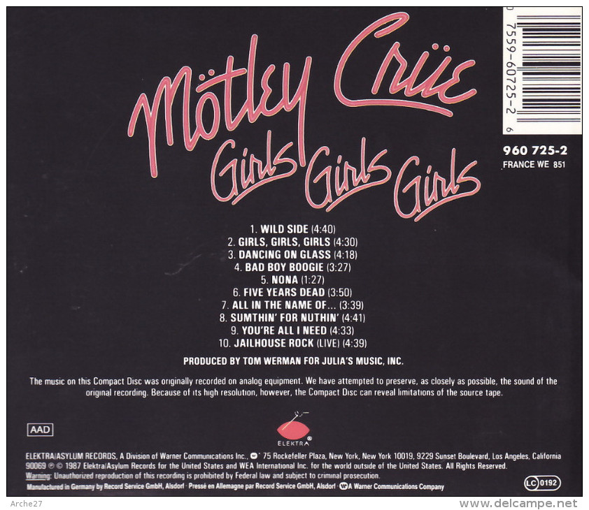 CD - MOTLEY CRUE - Girl Girl Girl - Rock