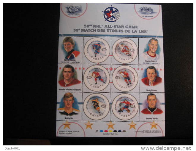 Can00-02  SC# 1838  Feuille De 6, NHL  50e Match Des étoiles; 50th All Star Game, Sheet Of 6;  2000 - Hojas Completas