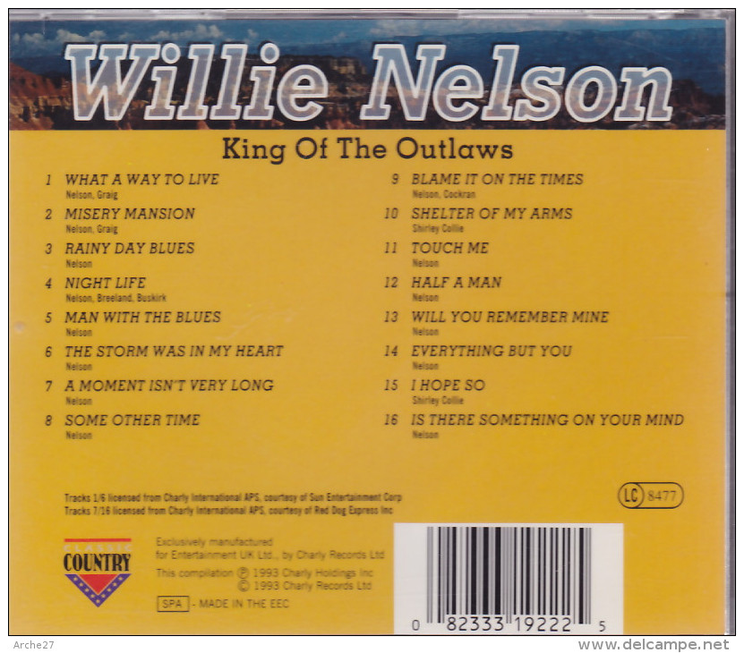 CD - WILLIE NELSON - King Of The Outlas - Country Et Folk