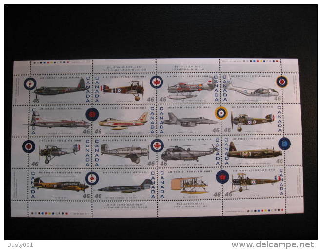 Can99-06  SC# 1808  Feuille De 16, 75e Ann. Canadian Air Force (1924-1999); 75th Ann Of RCAF, Sheet Of 16;  1999 - Volledige & Onvolledige Vellen