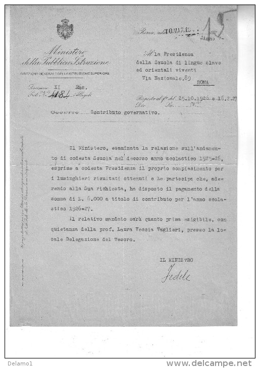 Lettere(2) Dattiloscritte Con Firme Autografe Di "FEDELE (Pietro)" TRAETTO (Minturno) 1873 -- Roma 1943 - Autres & Non Classés