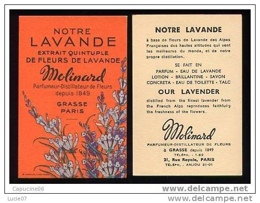 A. Immédiat Carte Parfumée ANCIENNE MOLINARD NOTRE LAVANDE - Oud (tot 1960)