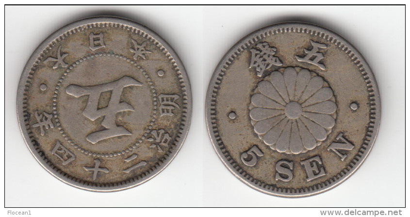 **** JAPON - JAPAN - 5  SEN YEAR 24 (1891) MUTSUHITO - MEIJI **** EN ACHAT IMMEDIAT !!! - Japan