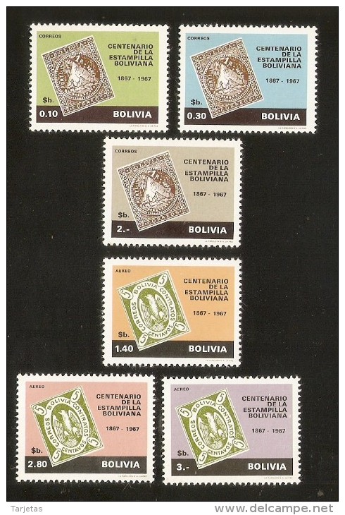 SERIE COMPLETA DE 6 SELLOS DEL CENTENARIO DE LA ESTAMPILLA BOLIVIANA  (NUEVOS-MINT) - Bolivia