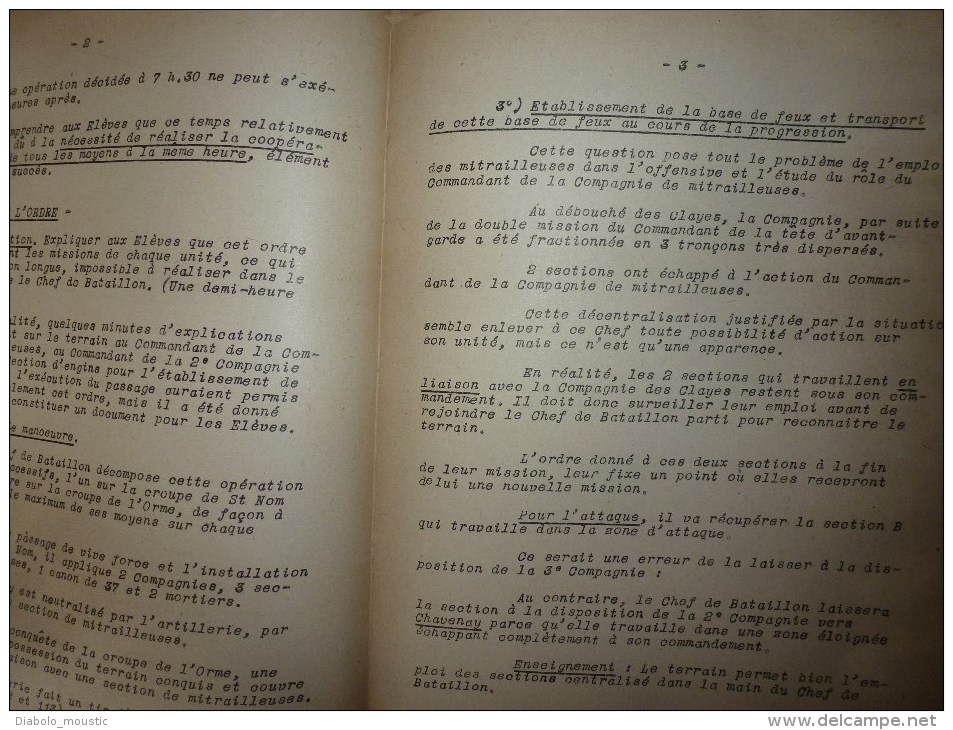 1926 Ecole militaire de Saint-Cyr:   ORGANISATION DANS L'ATTAQUE avec plans des confrontations; Législation